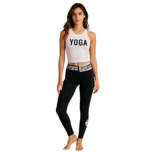 Victoria's Secret PINK Yoga Leggings Womens S Black Athletic Active Workout Gym